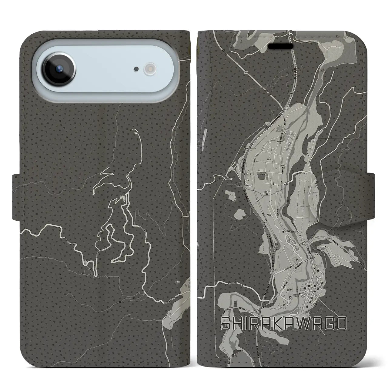 【白川郷(岐阜県)】地図柄iPhoneケース(手帳タイプ)