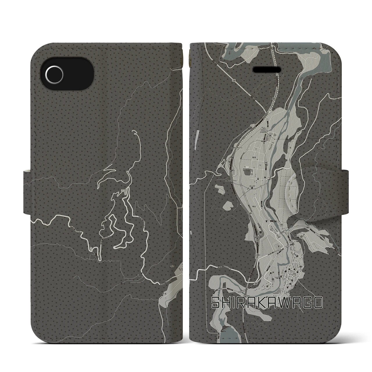 【白川郷(岐阜県)】地図柄iPhoneケース(手帳タイプ)