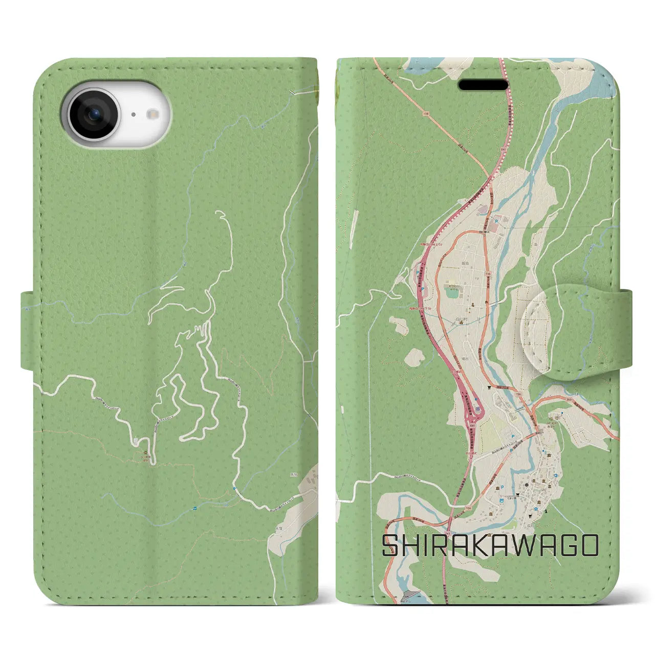 【白川郷(岐阜県)】地図柄iPhoneケース(手帳タイプ)