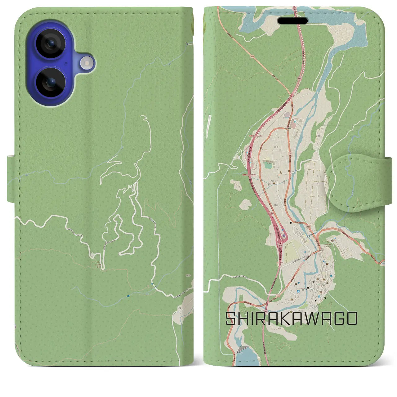【白川郷(岐阜県)】地図柄iPhoneケース(手帳タイプ)ナチュラル・iPhone 16 Pro Max 用