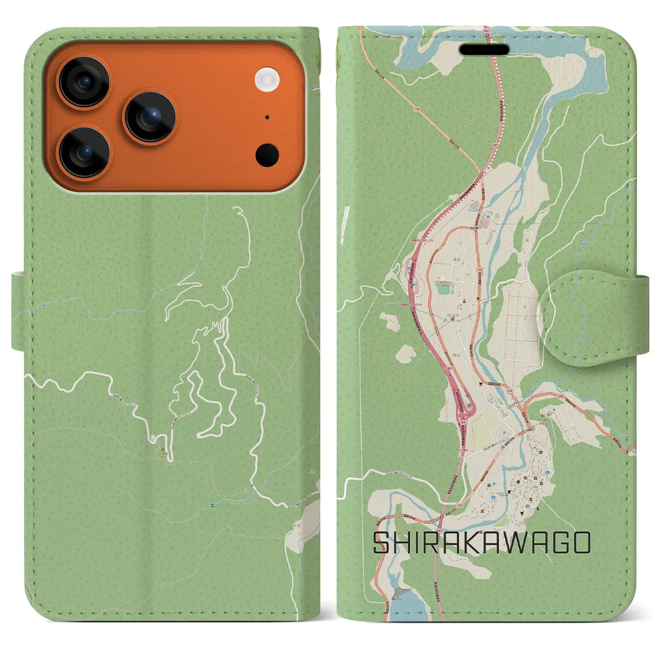 【白川郷(岐阜県)】地図柄iPhoneケース(手帳タイプ)