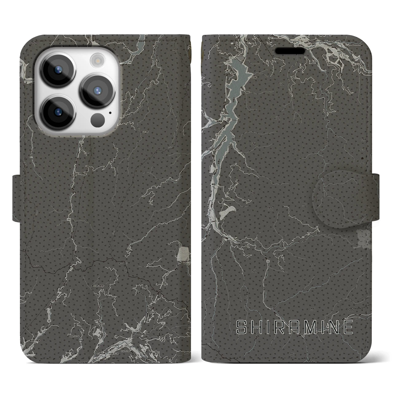 【白峰(石川県)】地図柄iPhoneケース(手帳タイプ)