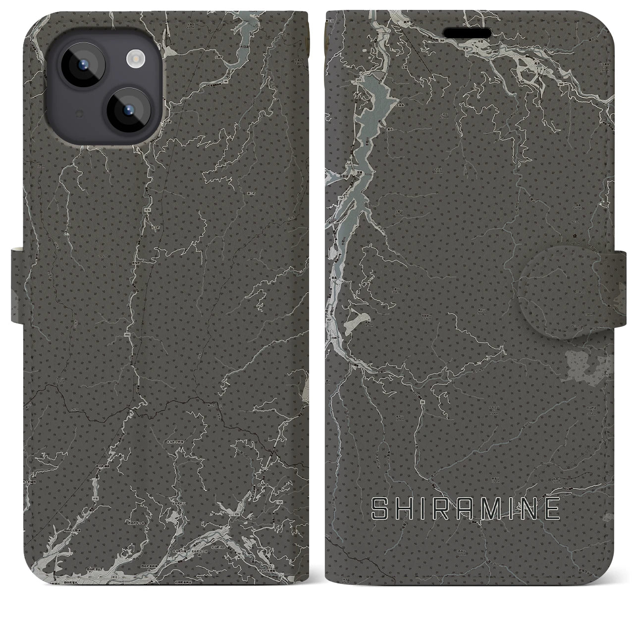 【白峰(石川県)】地図柄iPhoneケース(手帳タイプ)