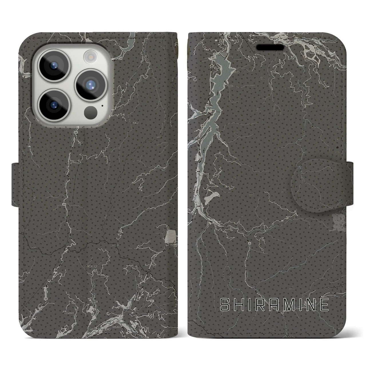 【白峰(石川県)】地図柄iPhoneケース(手帳タイプ)