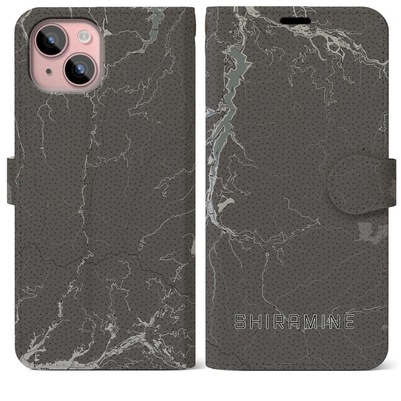 【白峰(石川県)】地図柄iPhoneケース(手帳タイプ)