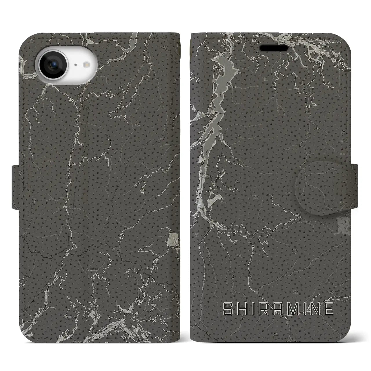 【白峰(石川県)】地図柄iPhoneケース(手帳タイプ)