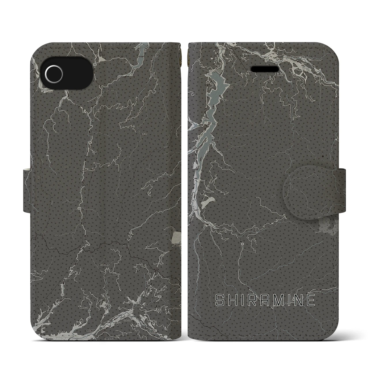 【白峰(石川県)】地図柄iPhoneケース(手帳タイプ)