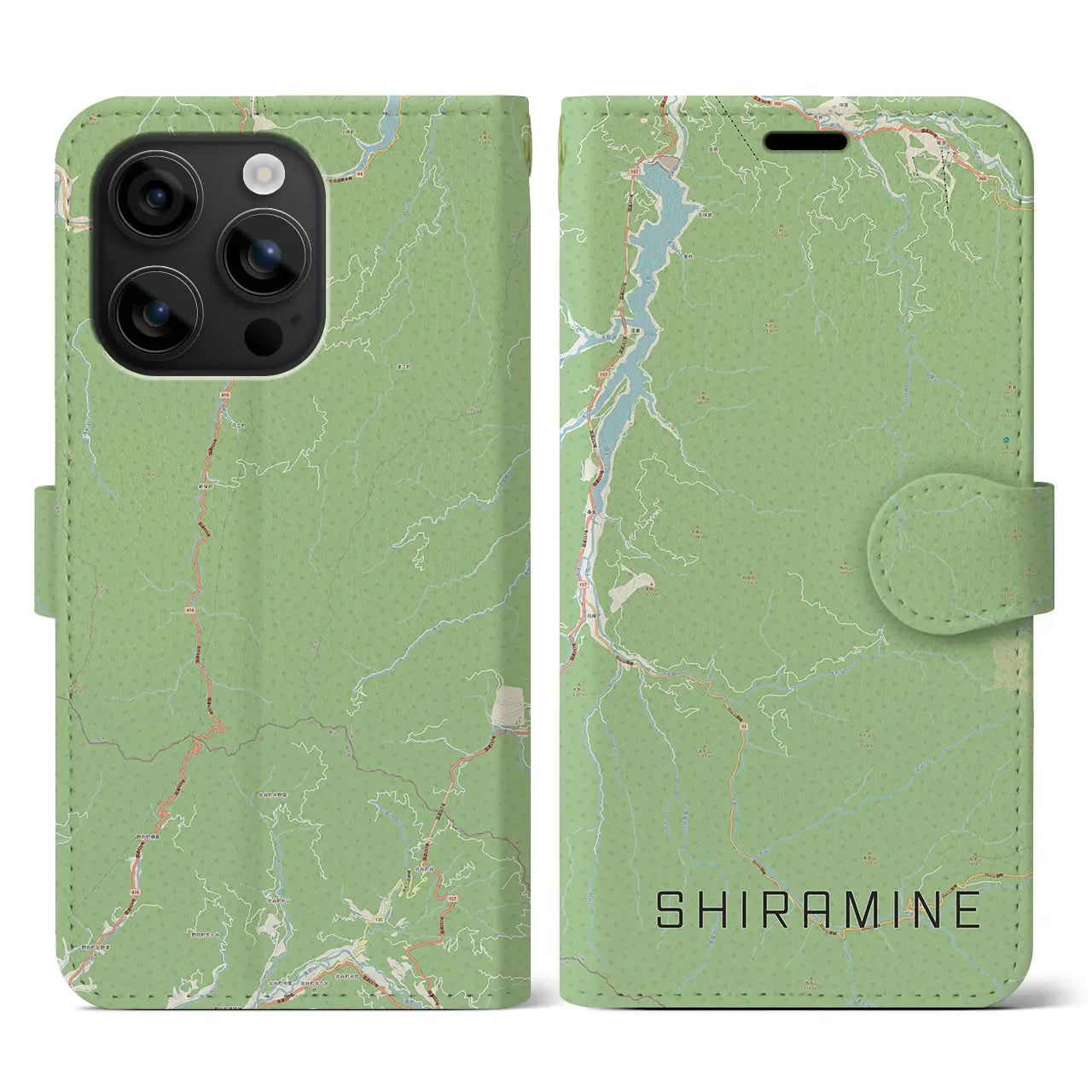 【白峰(石川県)】地図柄iPhoneケース(手帳タイプ)ナチュラル・iPhone 16 用