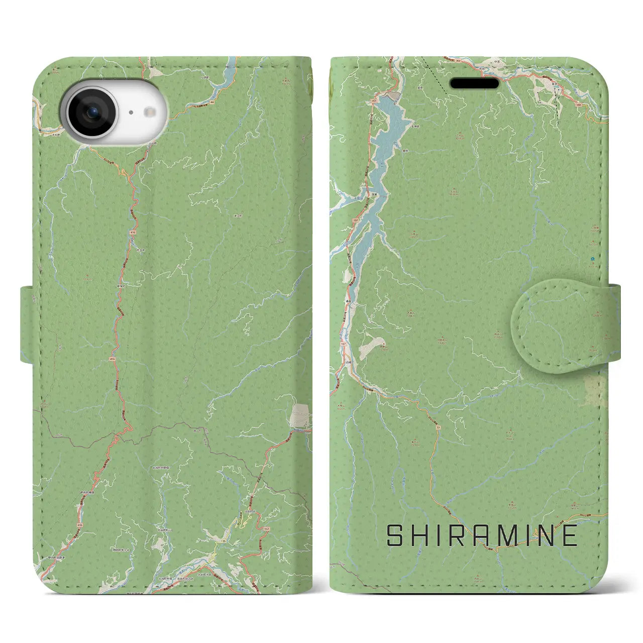 【白峰(石川県)】地図柄iPhoneケース(手帳タイプ)