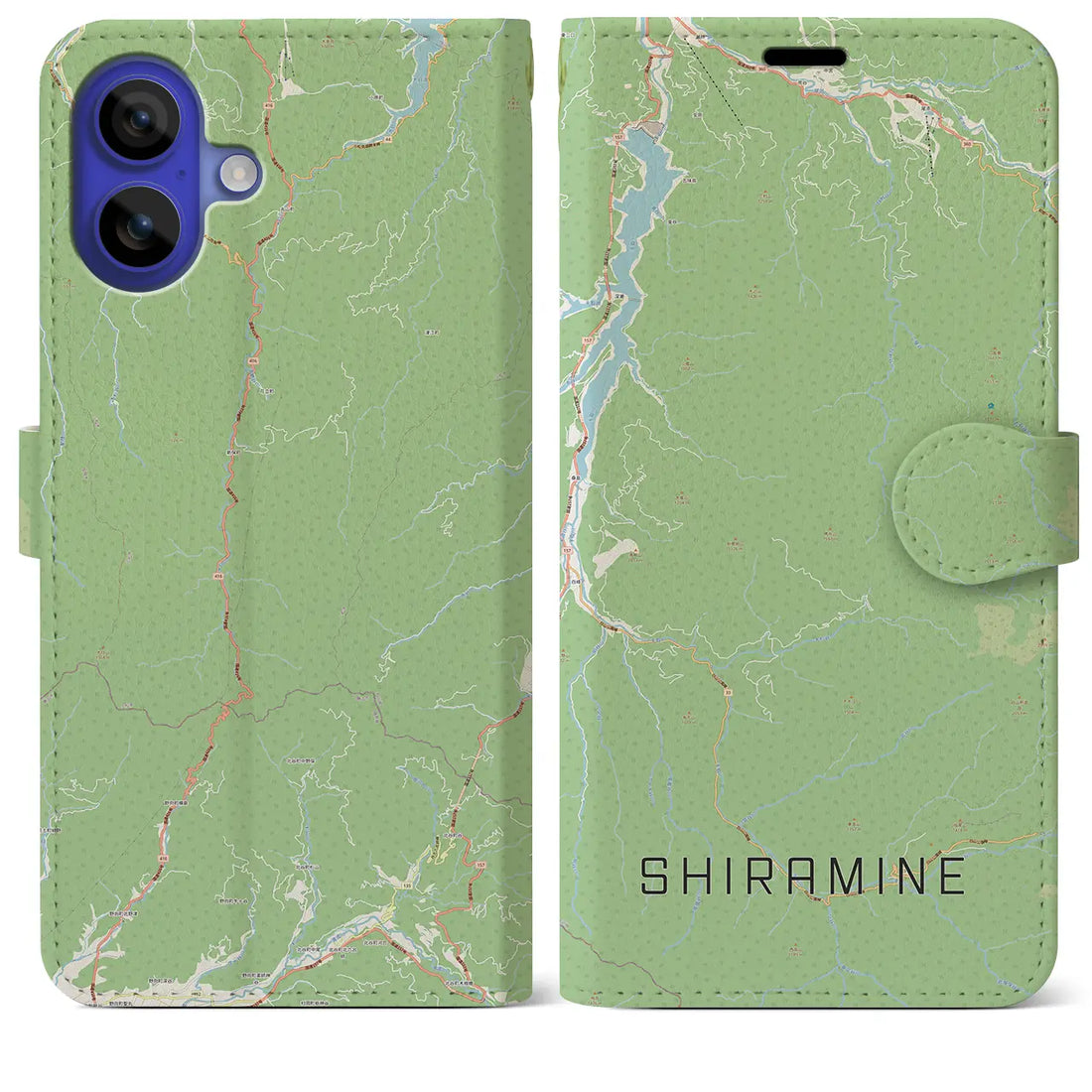 【白峰(石川県)】地図柄iPhoneケース(手帳タイプ)ナチュラル・iPhone 16 Pro Max 用