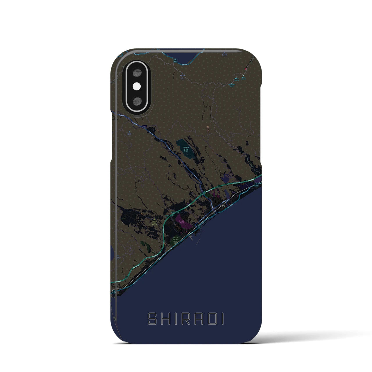 【白老(北海道)】地図柄iPhoneケース(バックカバータイプ)