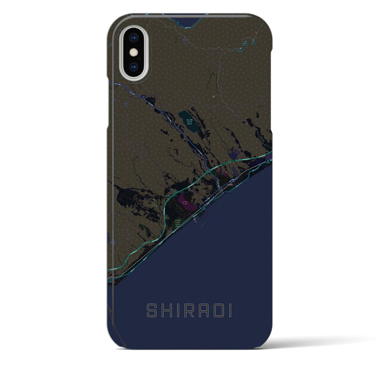 【白老(北海道)】地図柄iPhoneケース(バックカバータイプ)