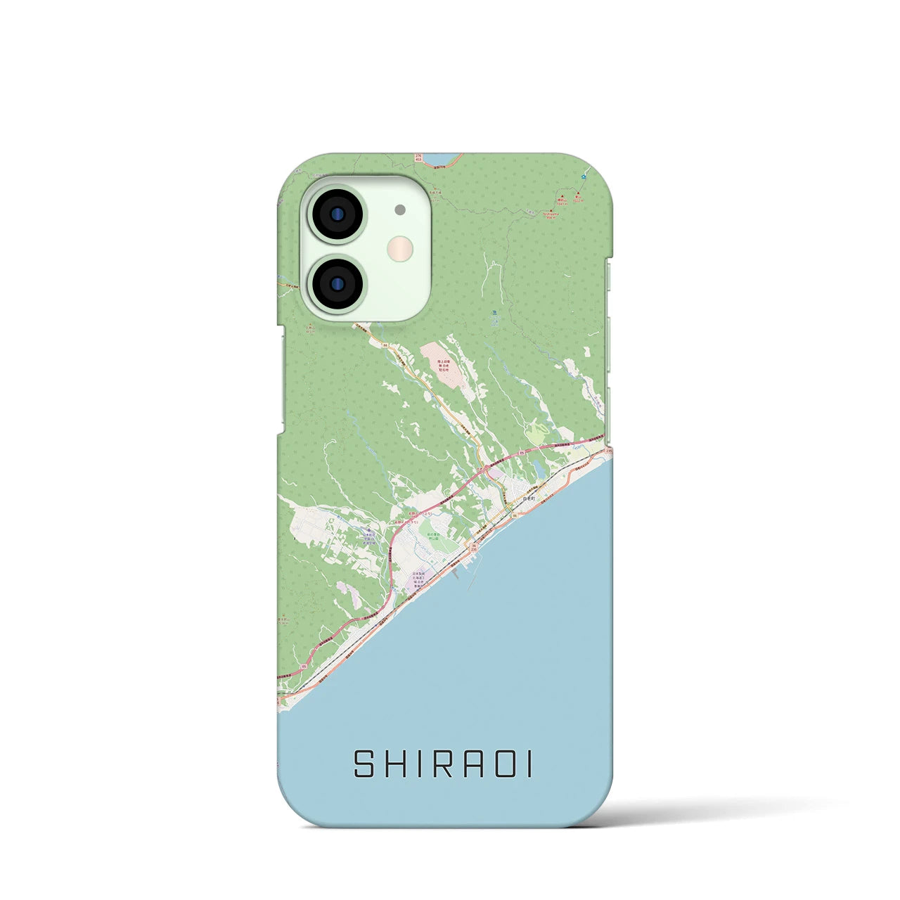 【白老(北海道)】地図柄iPhoneケース(バックカバータイプ)