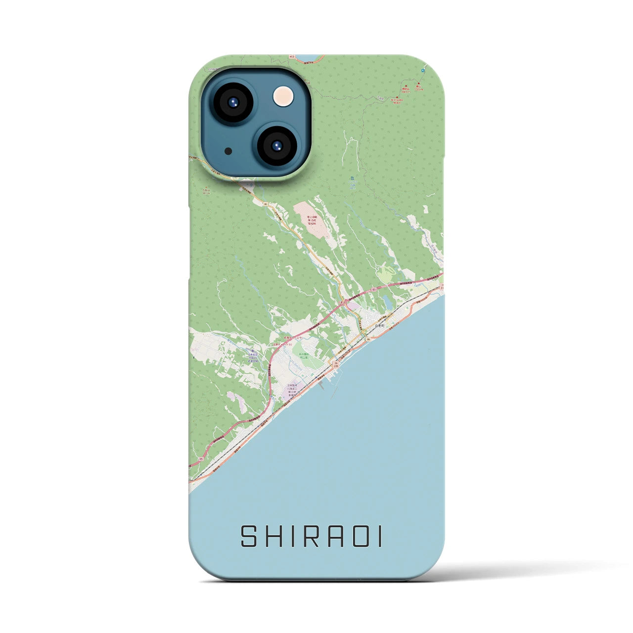 【白老(北海道)】地図柄iPhoneケース(バックカバータイプ)
