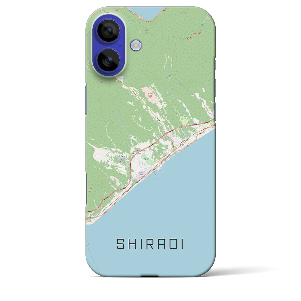 【白老(北海道)】地図柄iPhoneケース(バックカバータイプ)ナチュラル・iPhone 16 Pro Max 用
