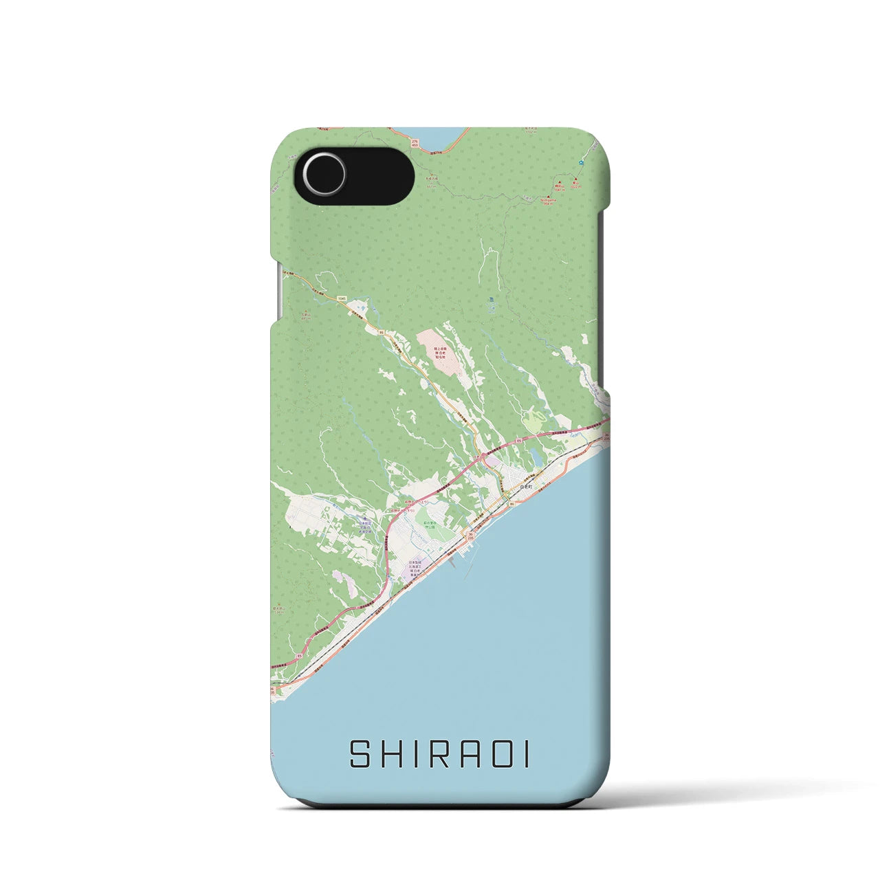 【白老(北海道)】地図柄iPhoneケース(バックカバータイプ)