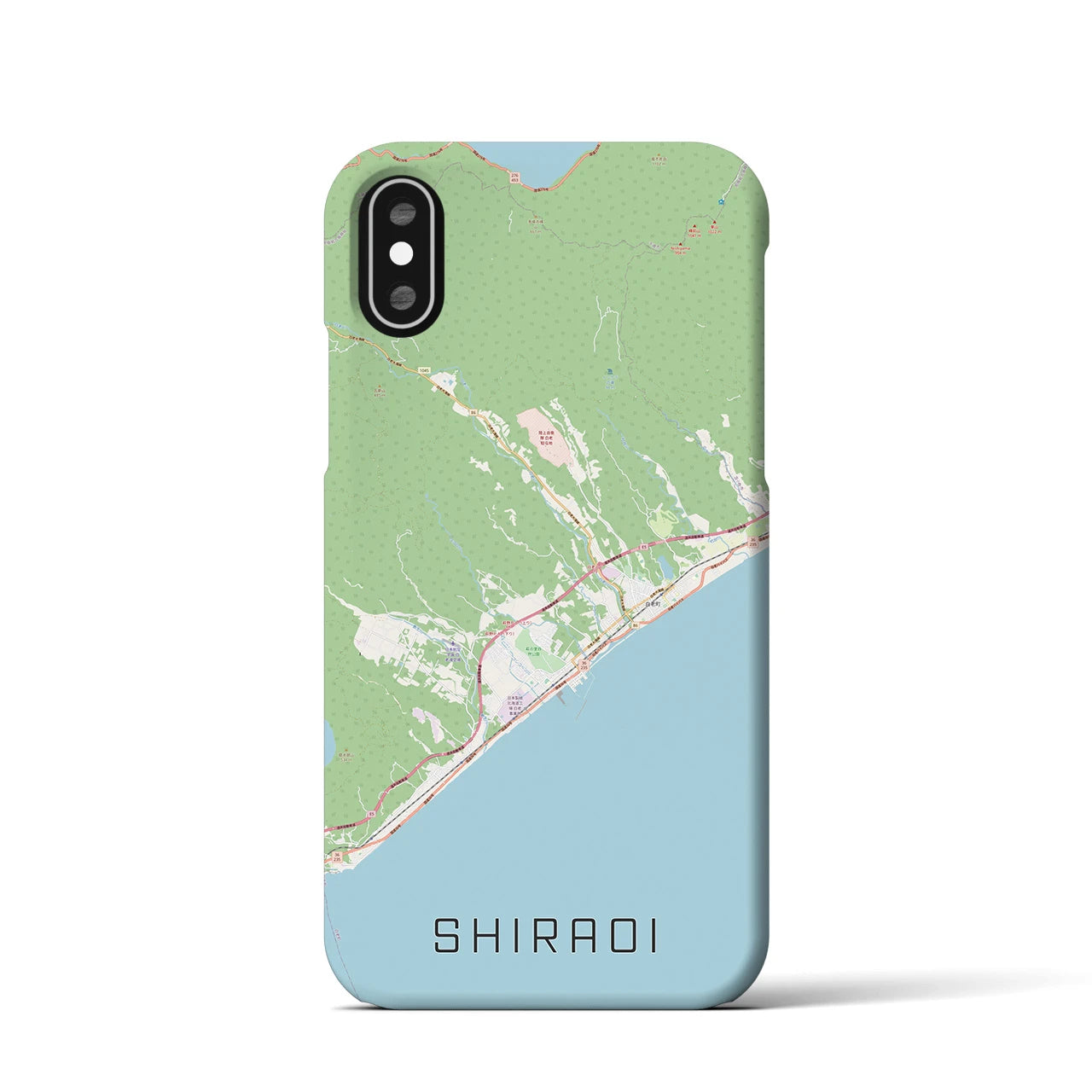 【白老(北海道)】地図柄iPhoneケース(バックカバータイプ)