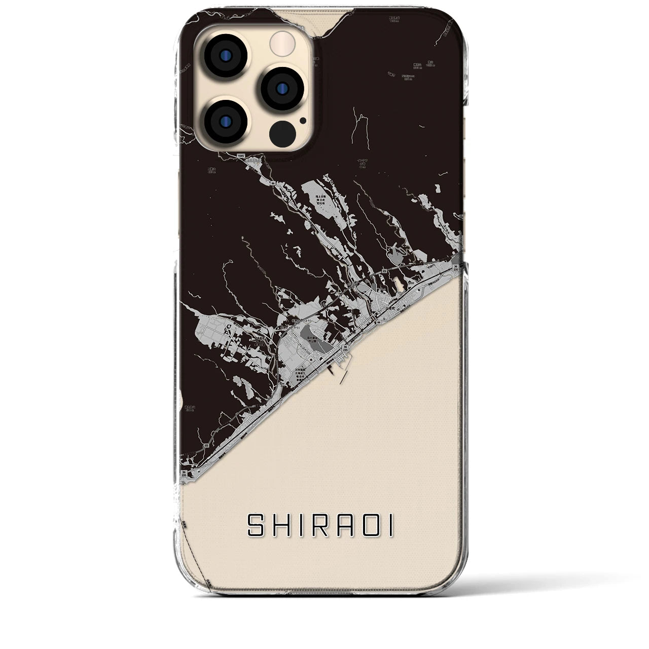 【白老(北海道)】地図柄iPhoneケース(クリアタイプ)