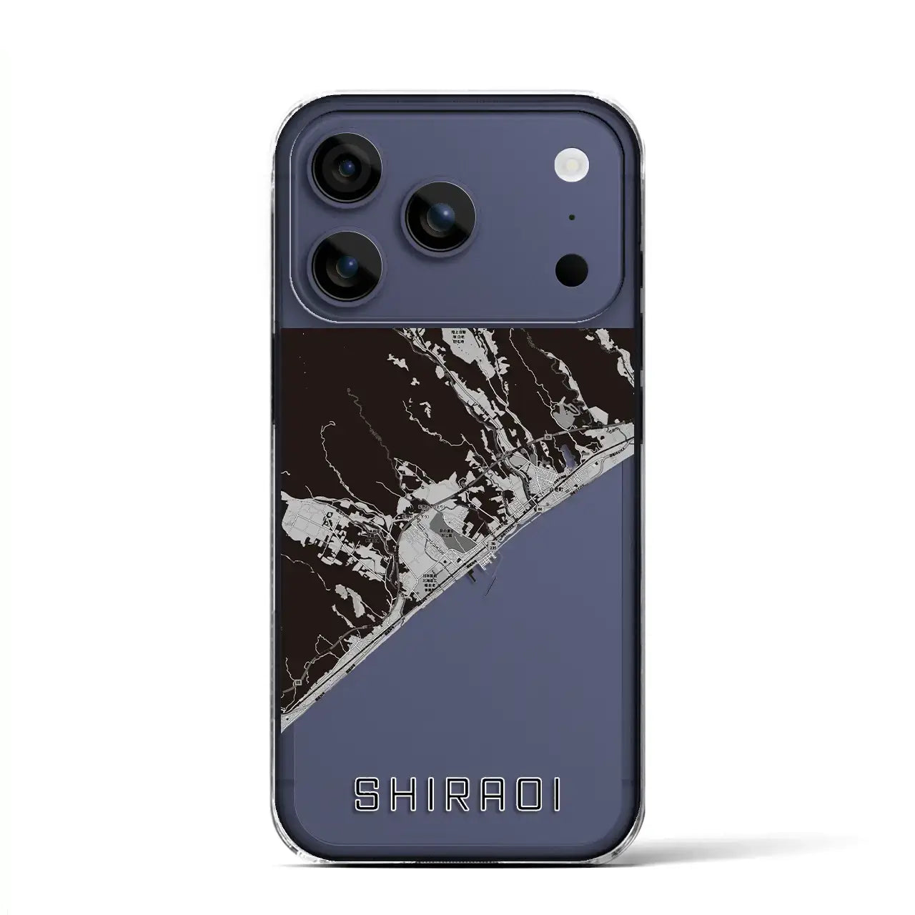 【白老(北海道)】地図柄iPhoneケース(クリアタイプ)モノトーン・iPhone 17 Pro Max 用
