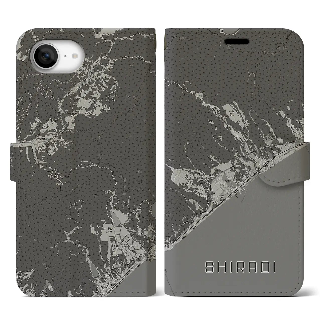 【白老(北海道)】地図柄iPhoneケース(手帳タイプ)