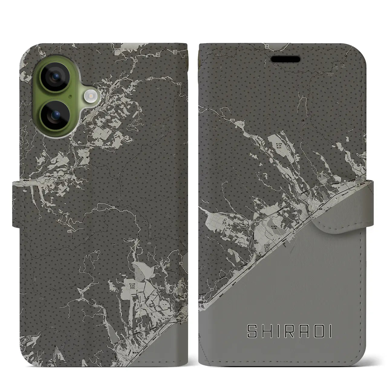 【白老(北海道)】地図柄iPhoneケース(手帳タイプ)