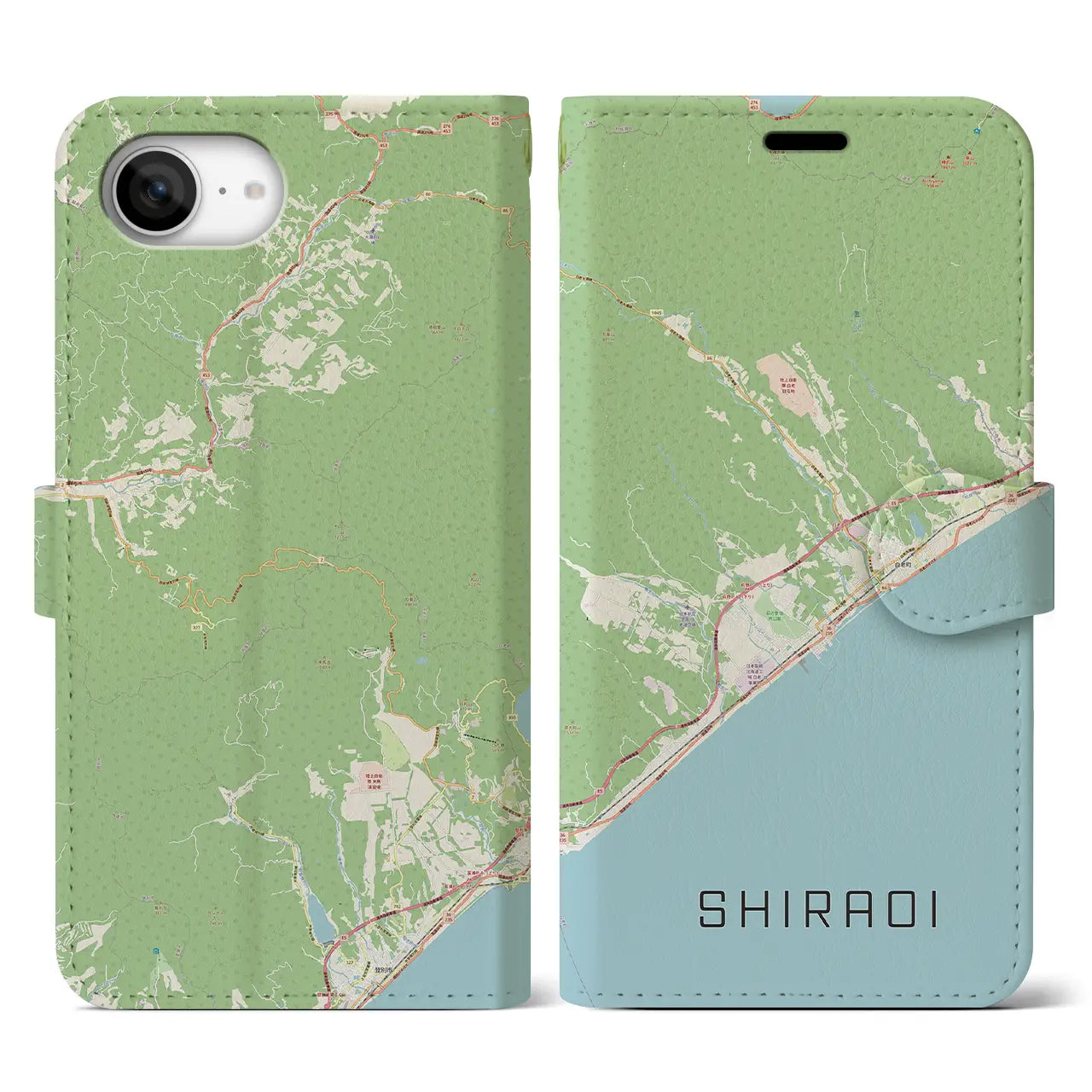 【白老(北海道)】地図柄iPhoneケース(手帳タイプ)
