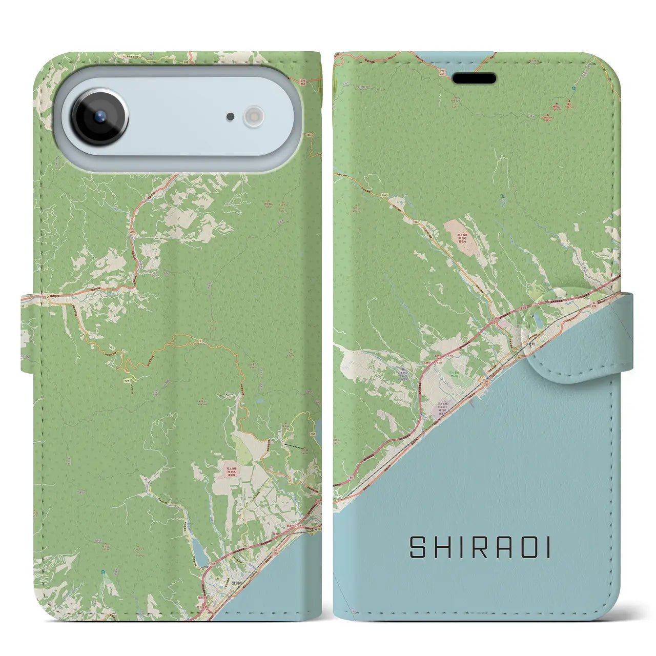 【白老(北海道)】地図柄iPhoneケース(手帳タイプ)