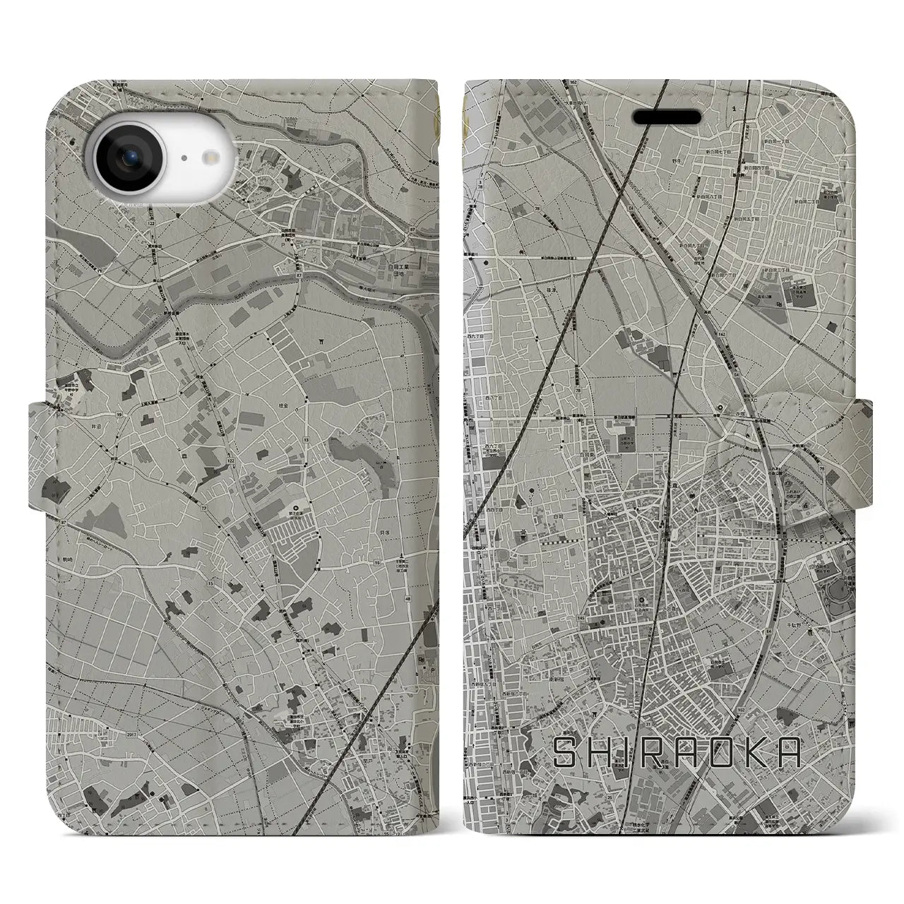 【白岡(埼玉県)】地図柄iPhoneケース(手帳タイプ)