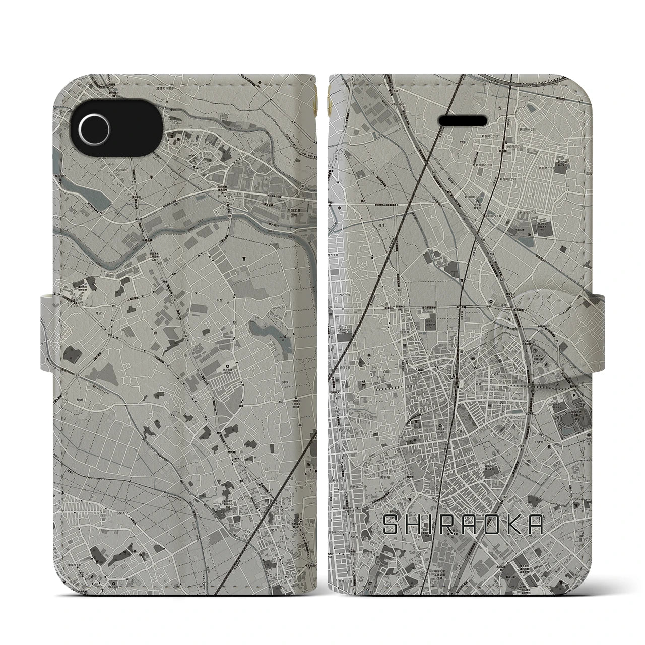 【白岡(埼玉県)】地図柄iPhoneケース(手帳タイプ)