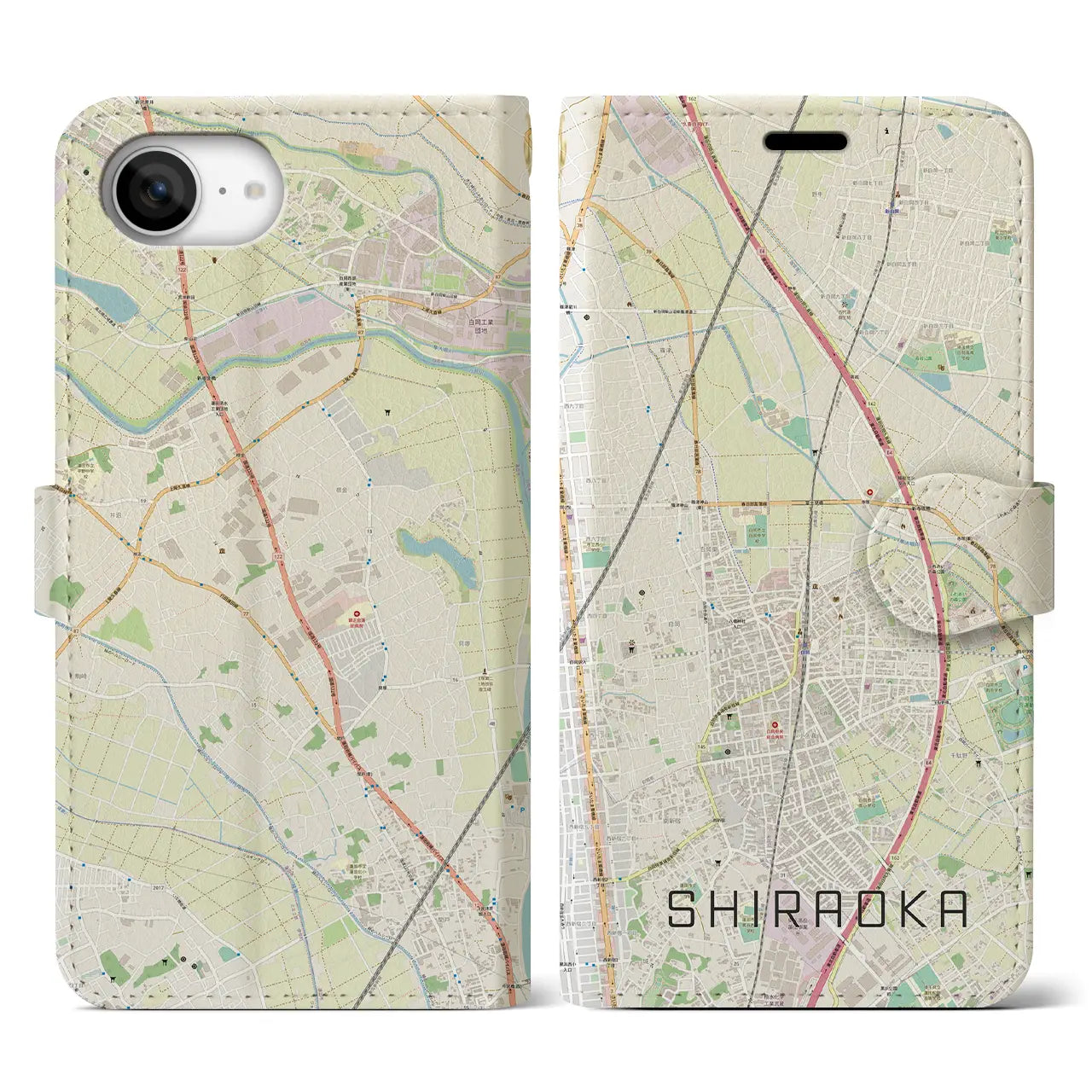 【白岡(埼玉県)】地図柄iPhoneケース(手帳タイプ)