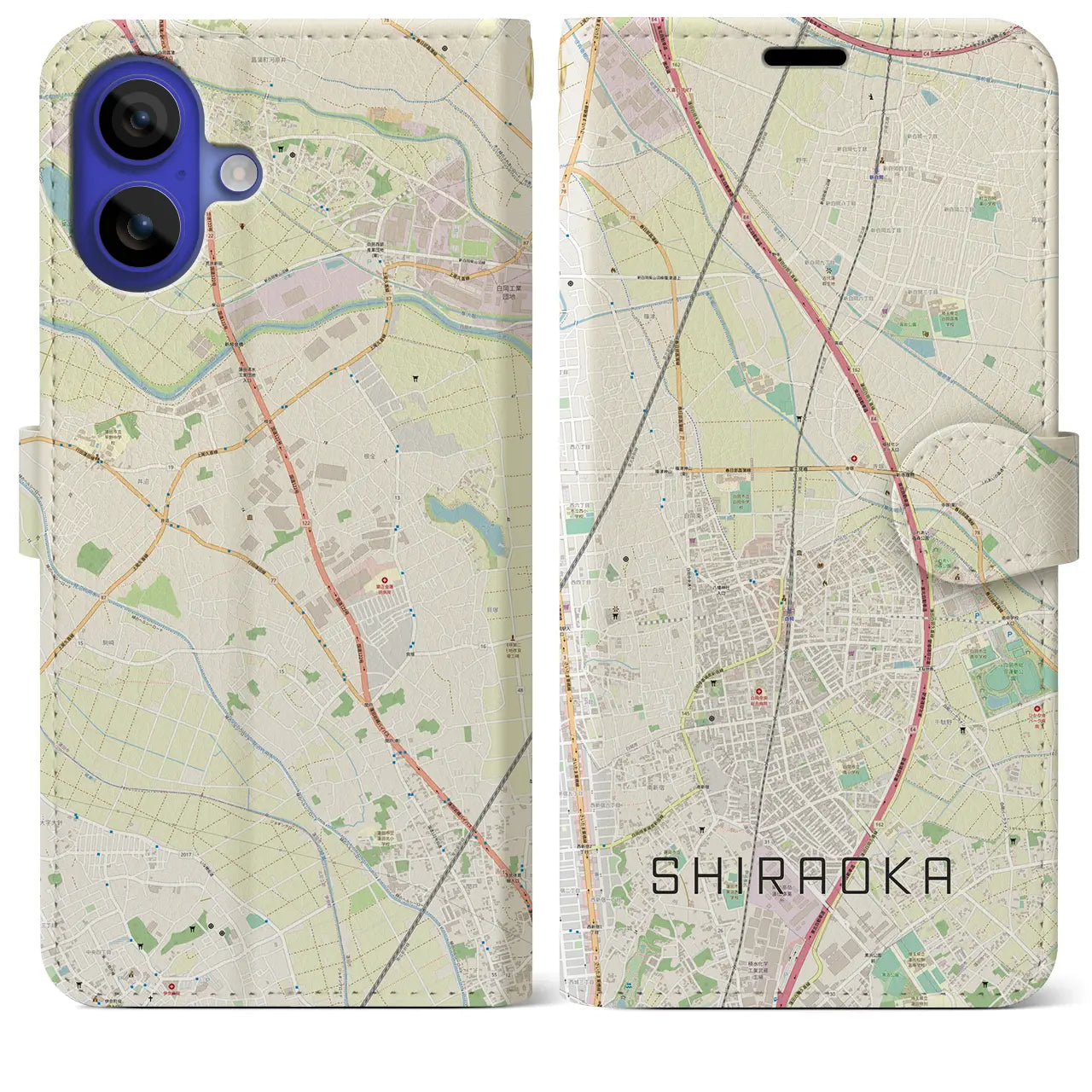 【白岡(埼玉県)】地図柄iPhoneケース(手帳タイプ)