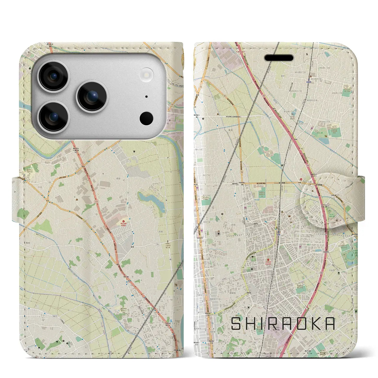 【白岡(埼玉県)】地図柄iPhoneケース(手帳タイプ)