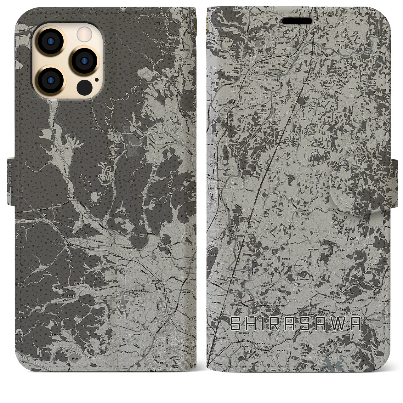 【白沢(福島県)】地図柄iPhoneケース(手帳タイプ)