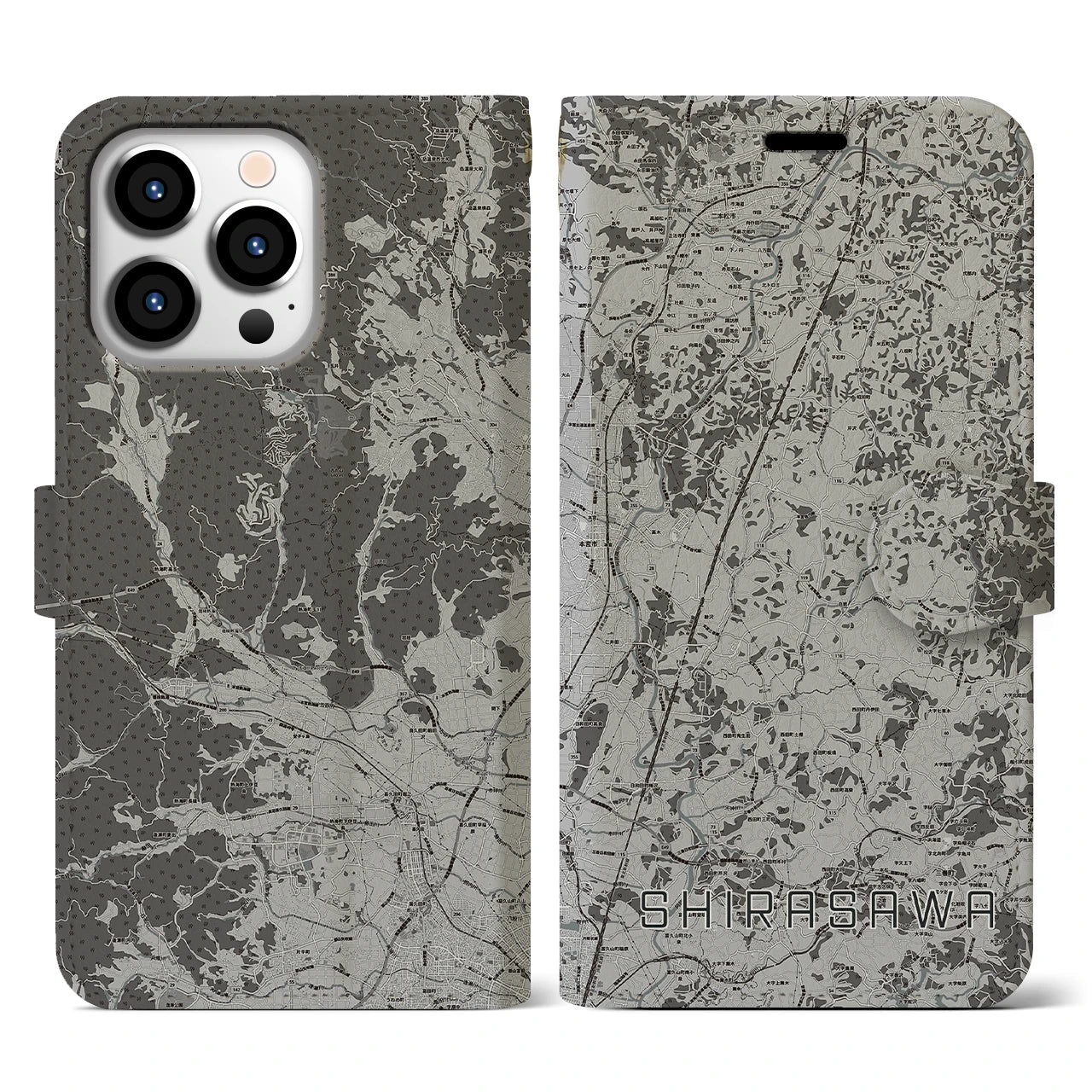 【白沢(福島県)】地図柄iPhoneケース(手帳タイプ)