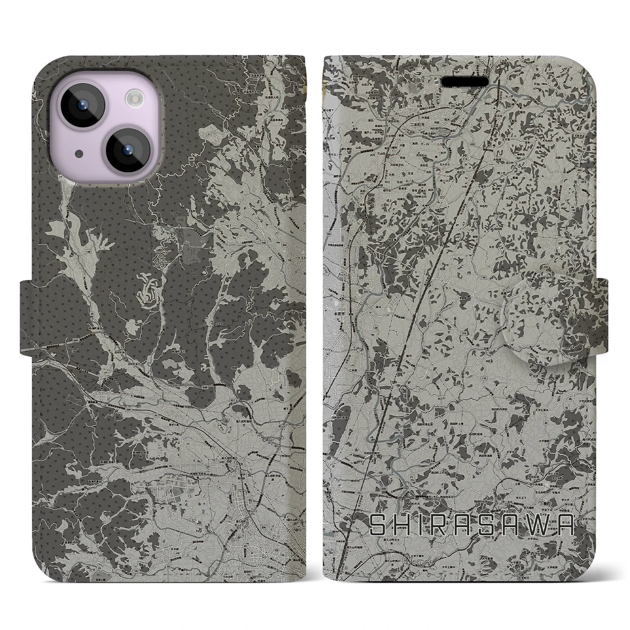 【白沢(福島県)】地図柄iPhoneケース(手帳タイプ)