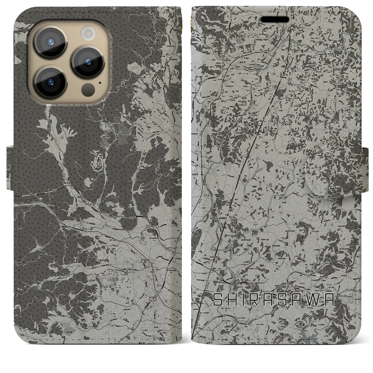 【白沢(福島県)】地図柄iPhoneケース(手帳タイプ)