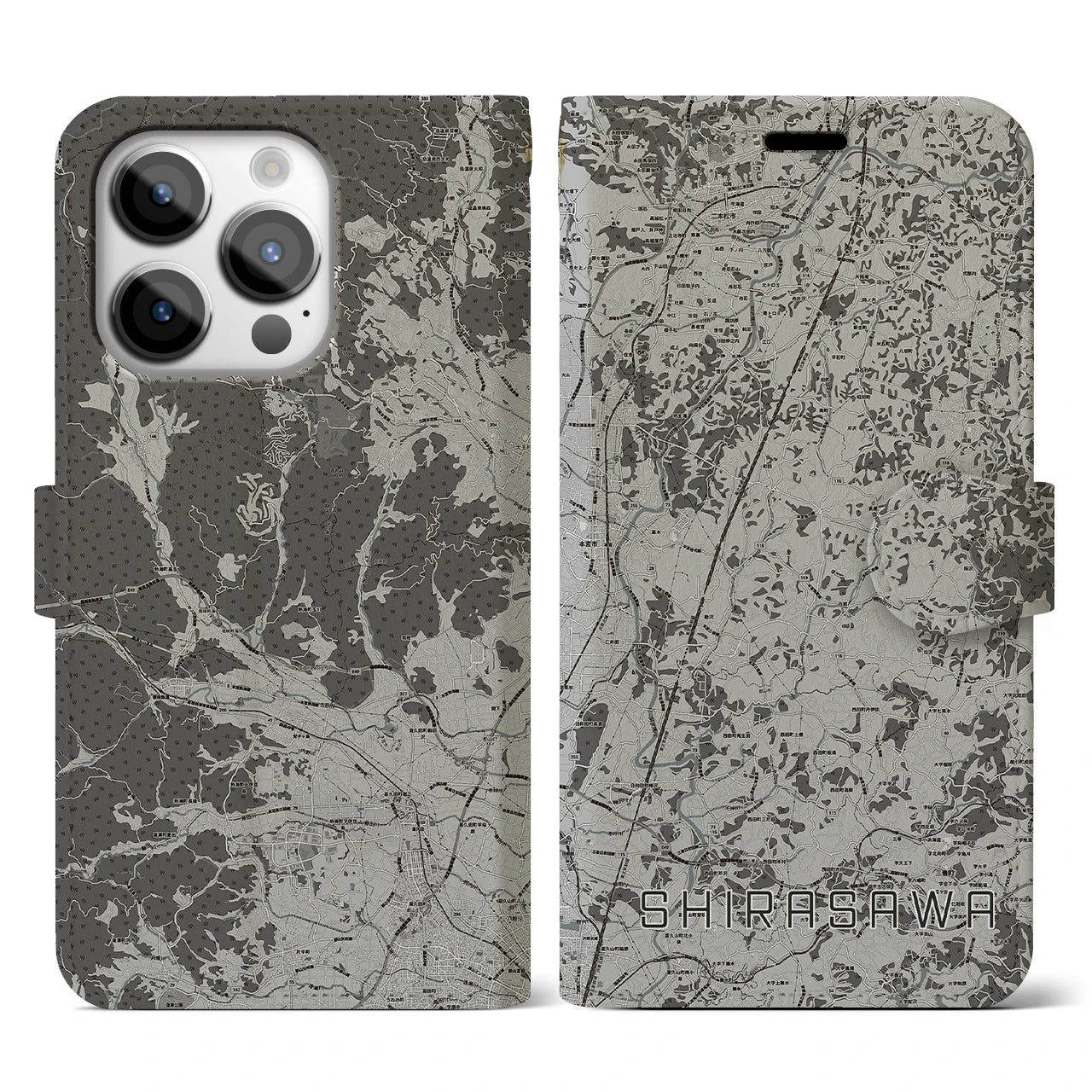 【白沢(福島県)】地図柄iPhoneケース(手帳タイプ)