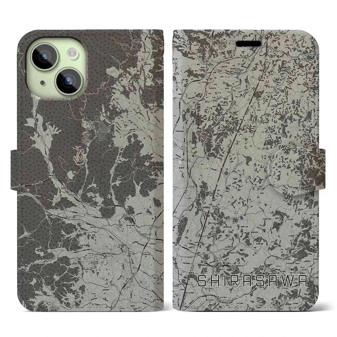 【白沢(福島県)】地図柄iPhoneケース(手帳タイプ)