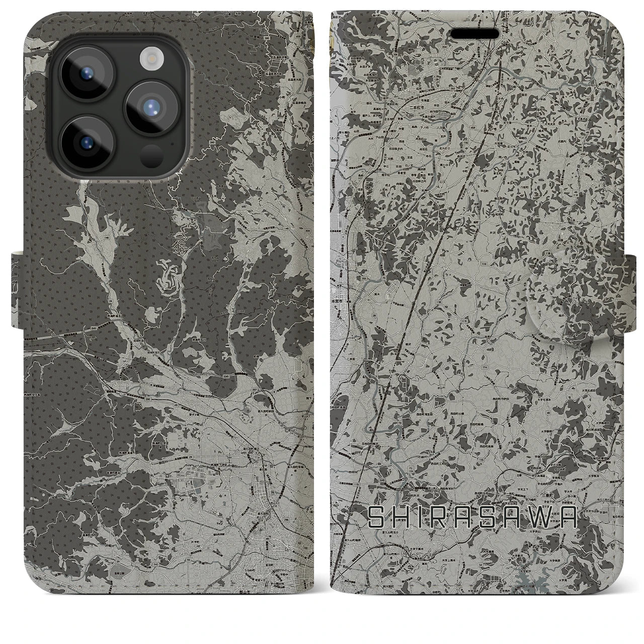 【白沢(福島県)】地図柄iPhoneケース(手帳タイプ)