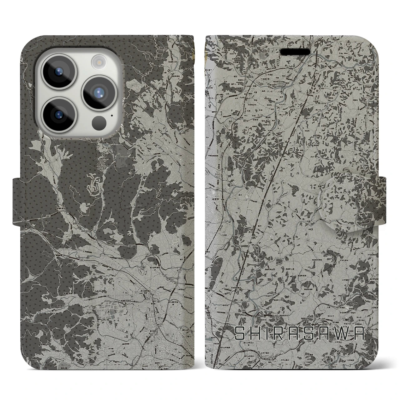 【白沢(福島県)】地図柄iPhoneケース(手帳タイプ)