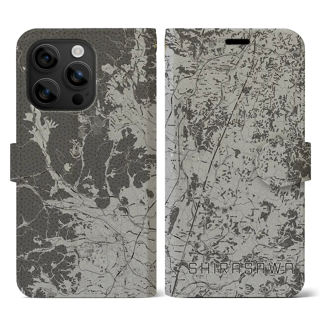 【白沢(福島県)】地図柄iPhoneケース(手帳タイプ)