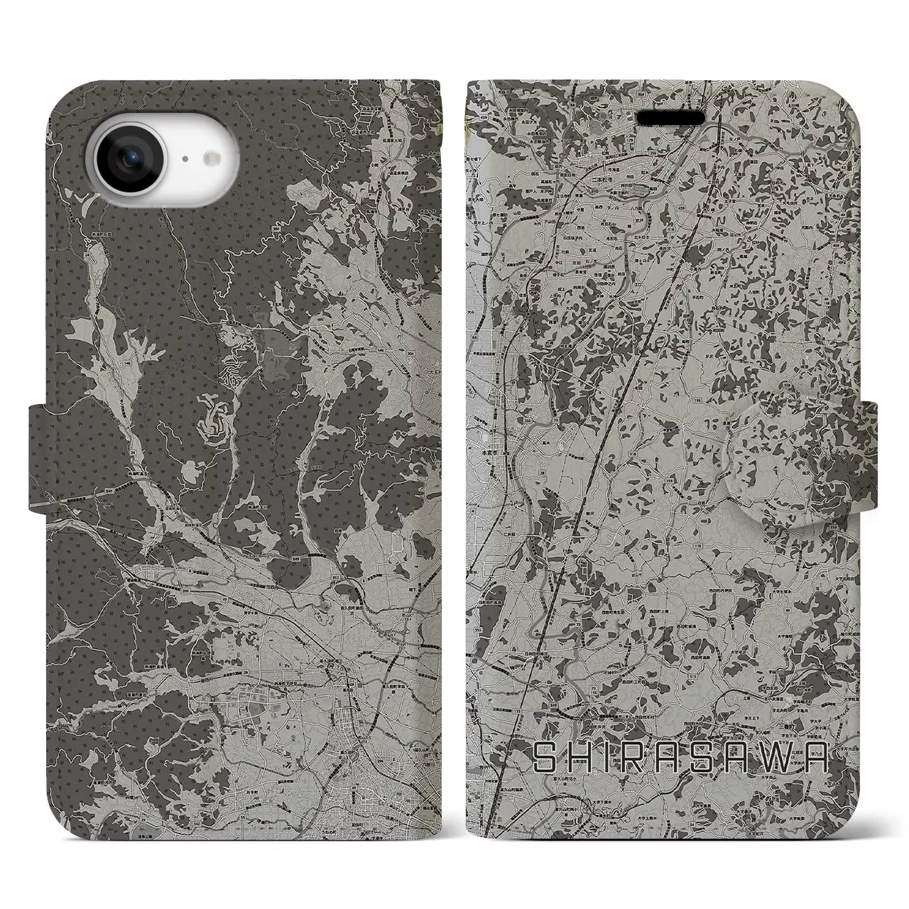 【白沢(福島県)】地図柄iPhoneケース(手帳タイプ)