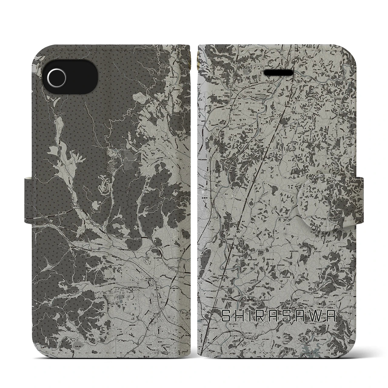 【白沢(福島県)】地図柄iPhoneケース(手帳タイプ)