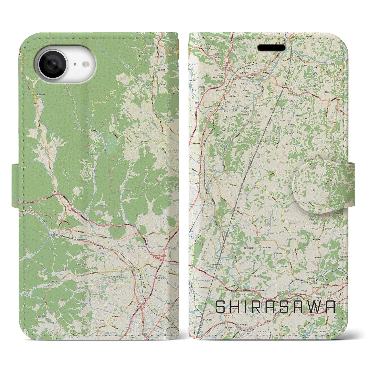 【白沢(福島県)】地図柄iPhoneケース(手帳タイプ)