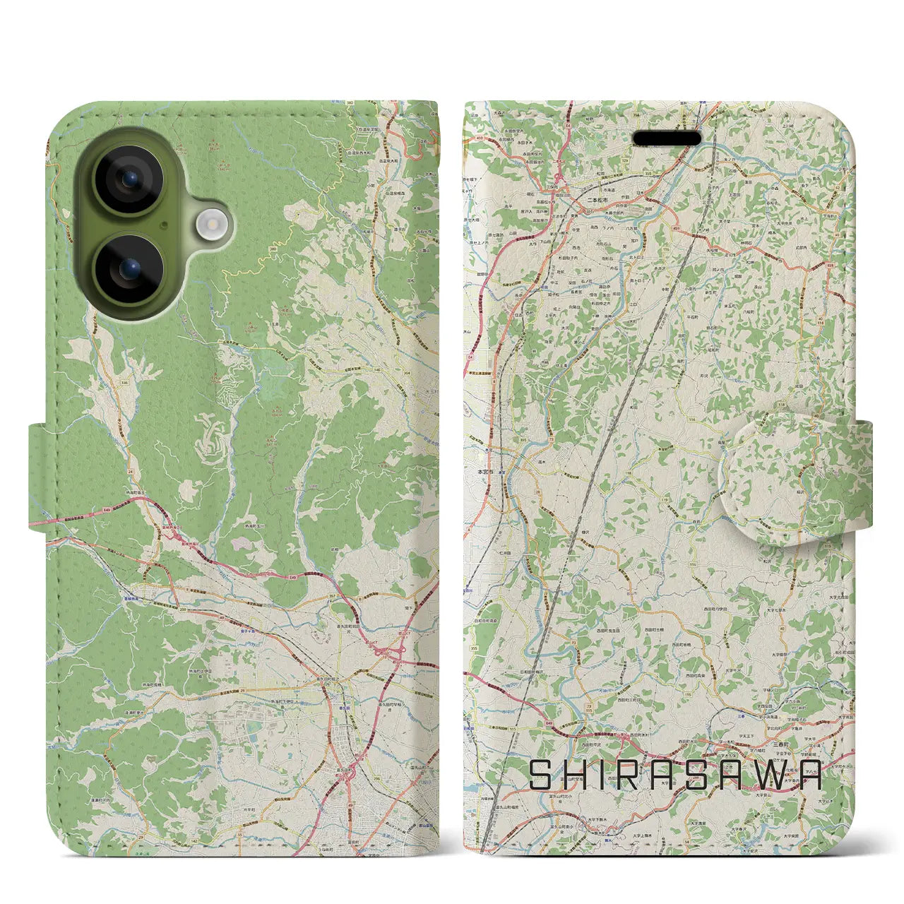 【白沢(福島県)】地図柄iPhoneケース(手帳タイプ)