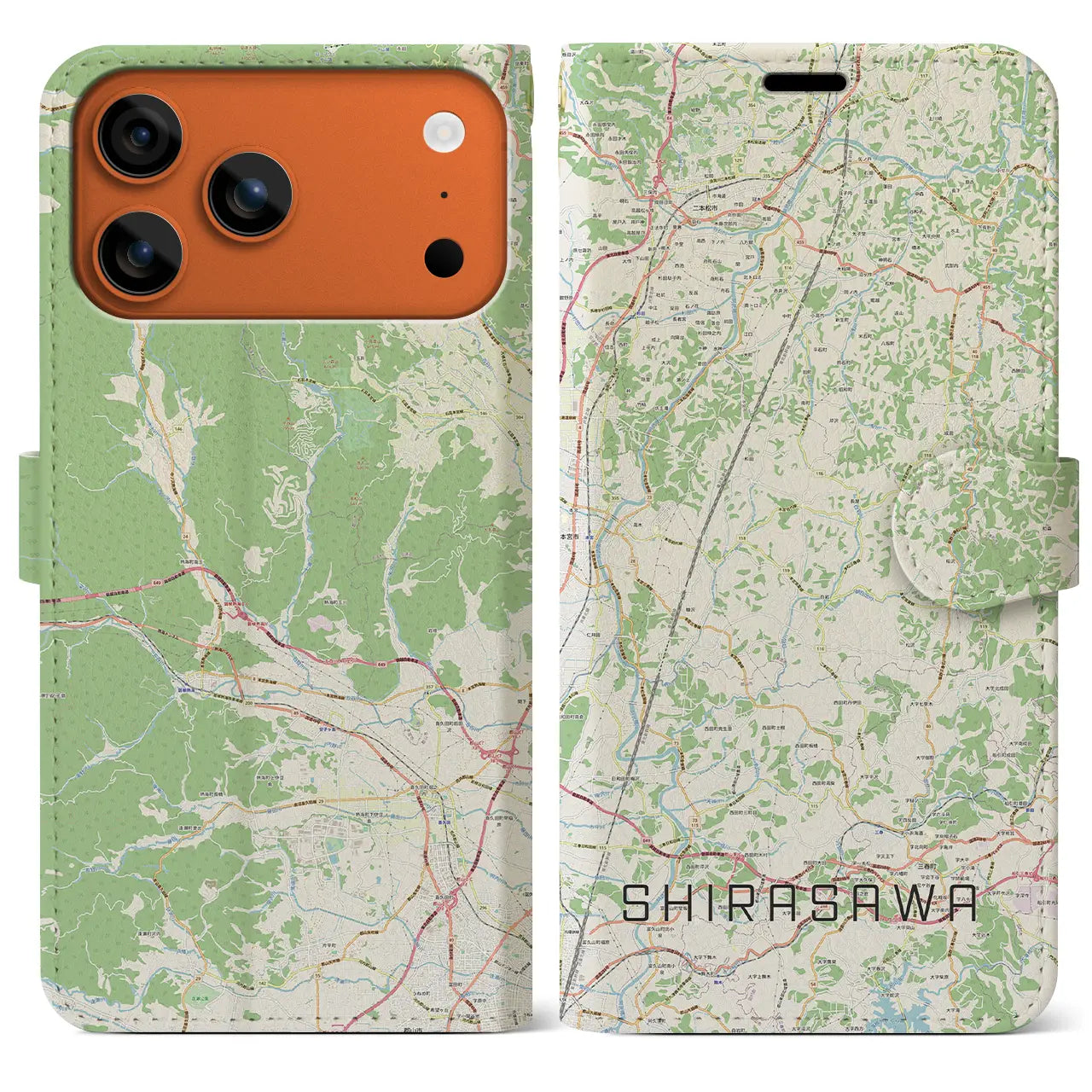 【白沢(福島県)】地図柄iPhoneケース(手帳タイプ)