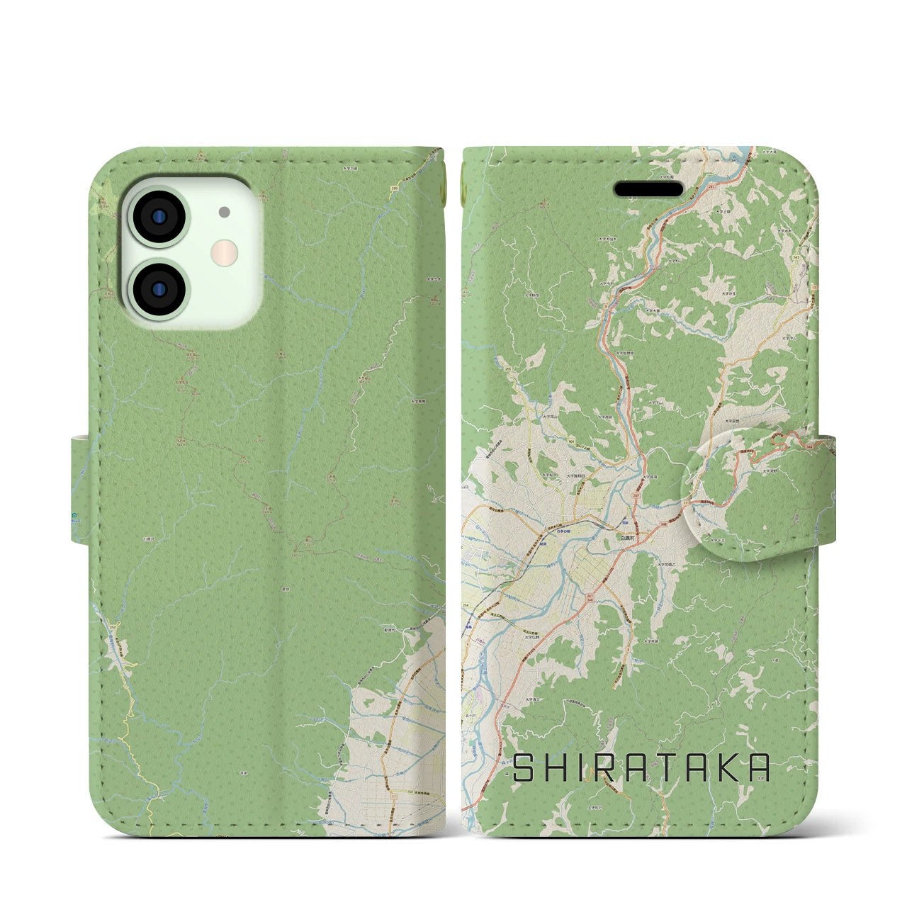 【白鷹(山形県)】地図柄iPhoneケース(手帳タイプ)