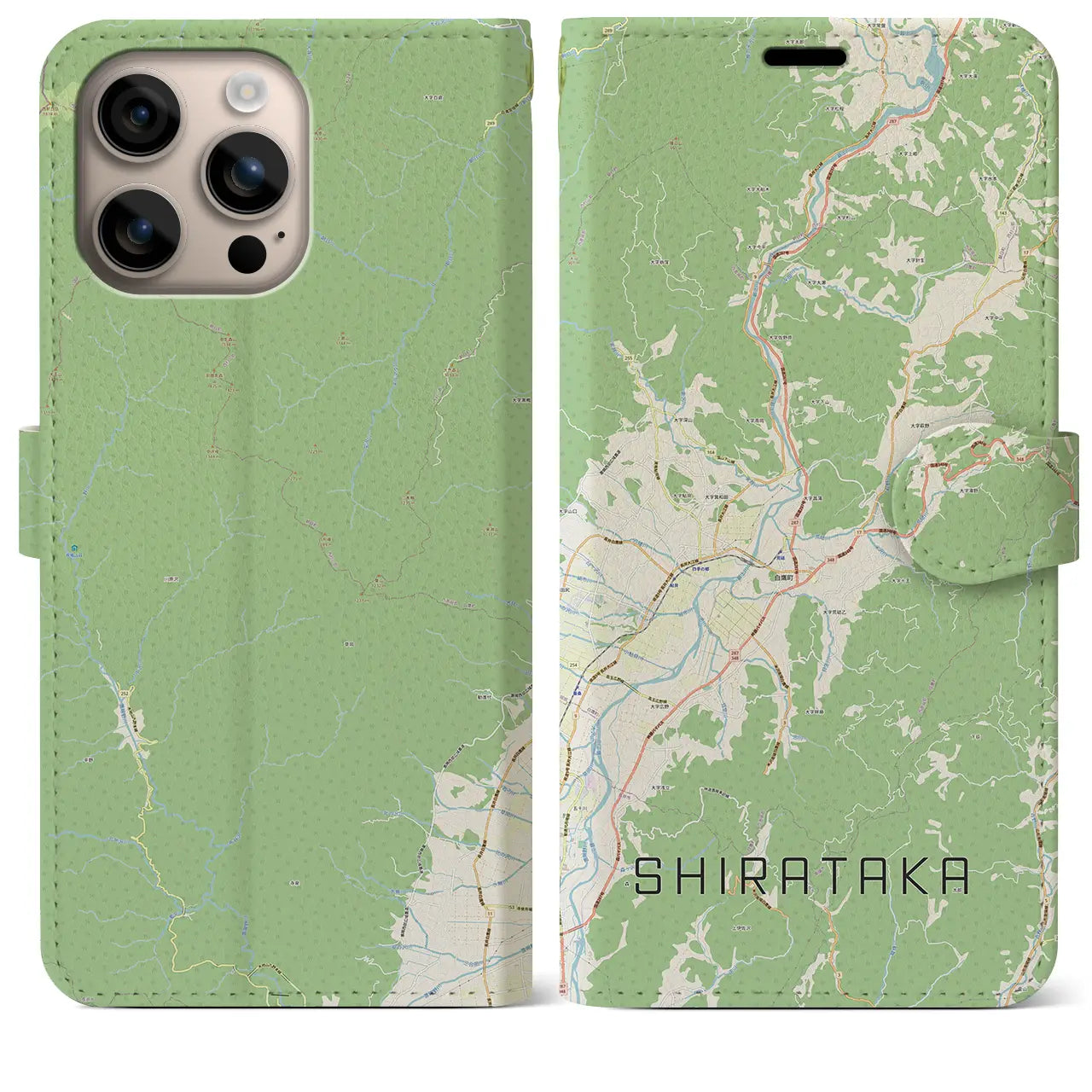 【白鷹(山形県)】地図柄iPhoneケース(手帳タイプ)ナチュラル・iPhone 16 Plus 用