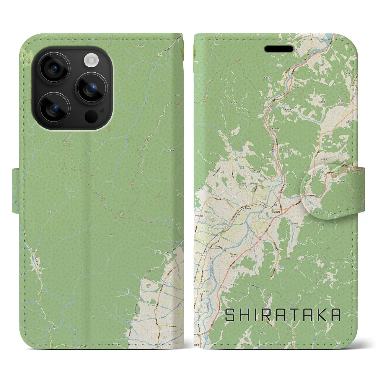 【白鷹(山形県)】地図柄iPhoneケース(手帳タイプ)ナチュラル・iPhone 16 用