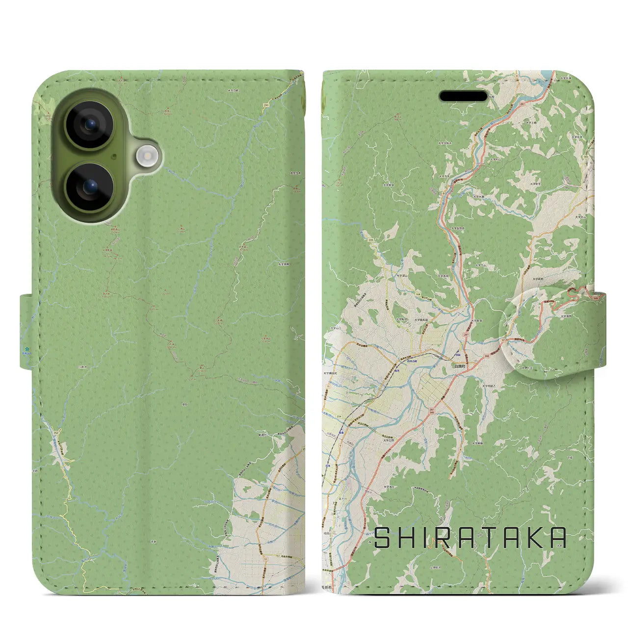 【白鷹(山形県)】地図柄iPhoneケース(手帳タイプ)